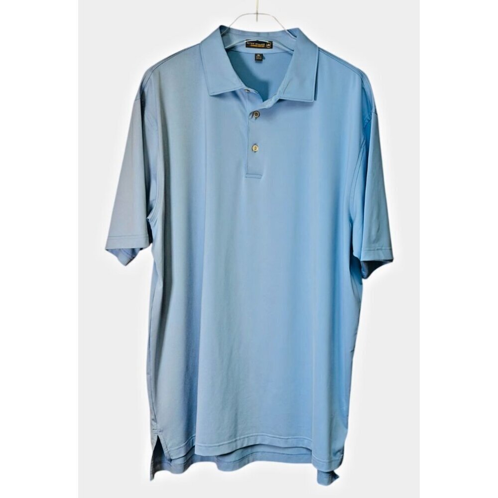 Peter Millar Summer Comfort Polo Shirt Blue Performance Knit Size XL